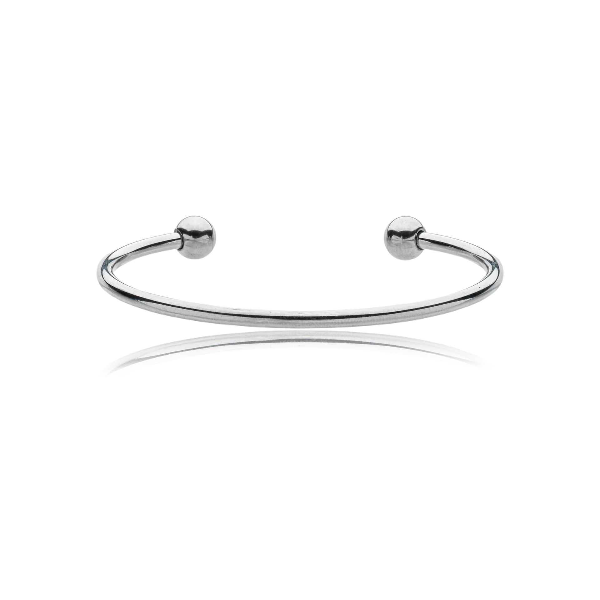 Bracelete Cuff Aço com Esferas Polidas