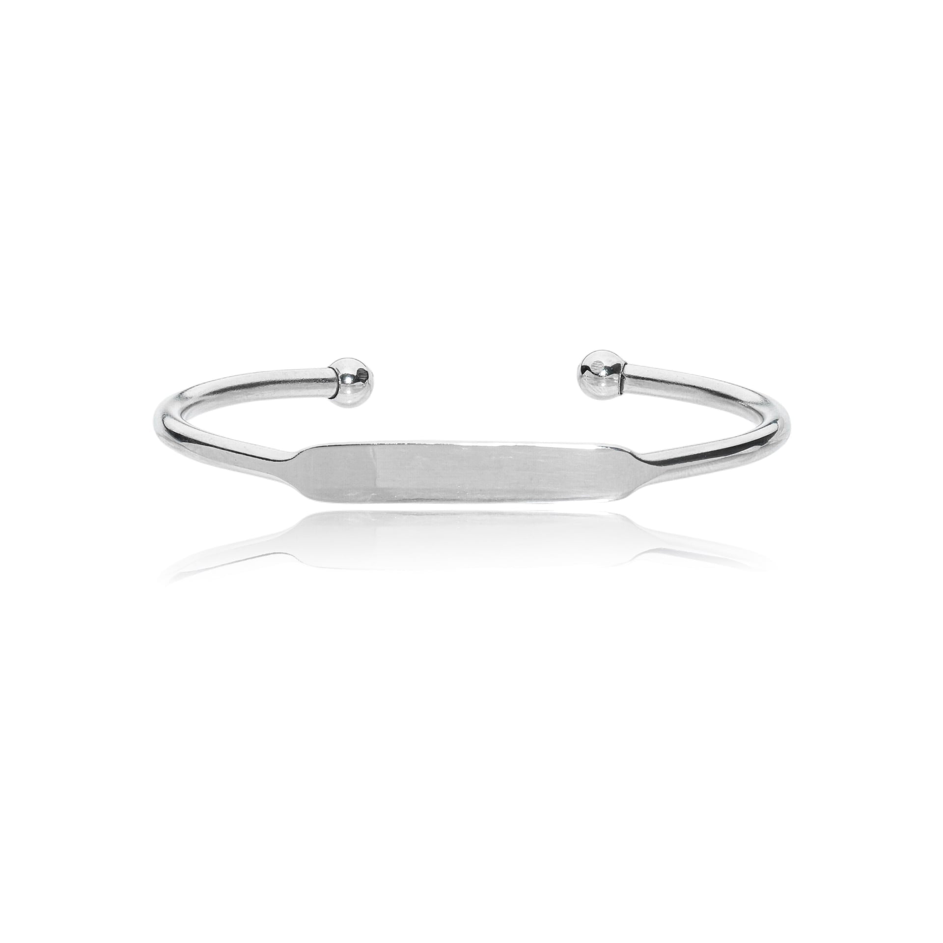 Bracelete Cuff Aço Polido com Placa