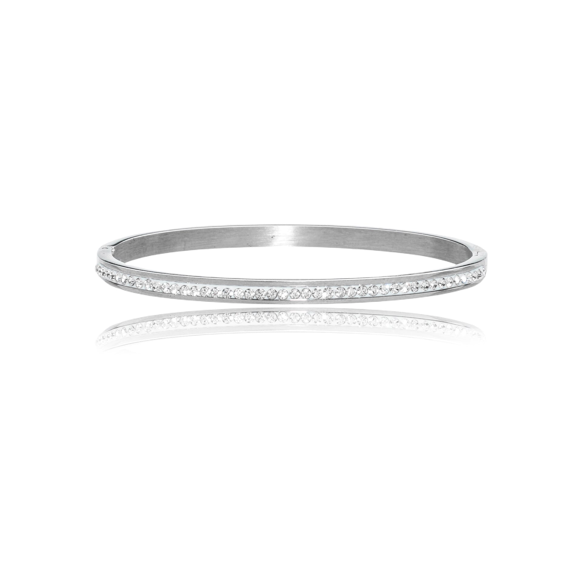 Bracelete Aço Cravejado com Zircônias