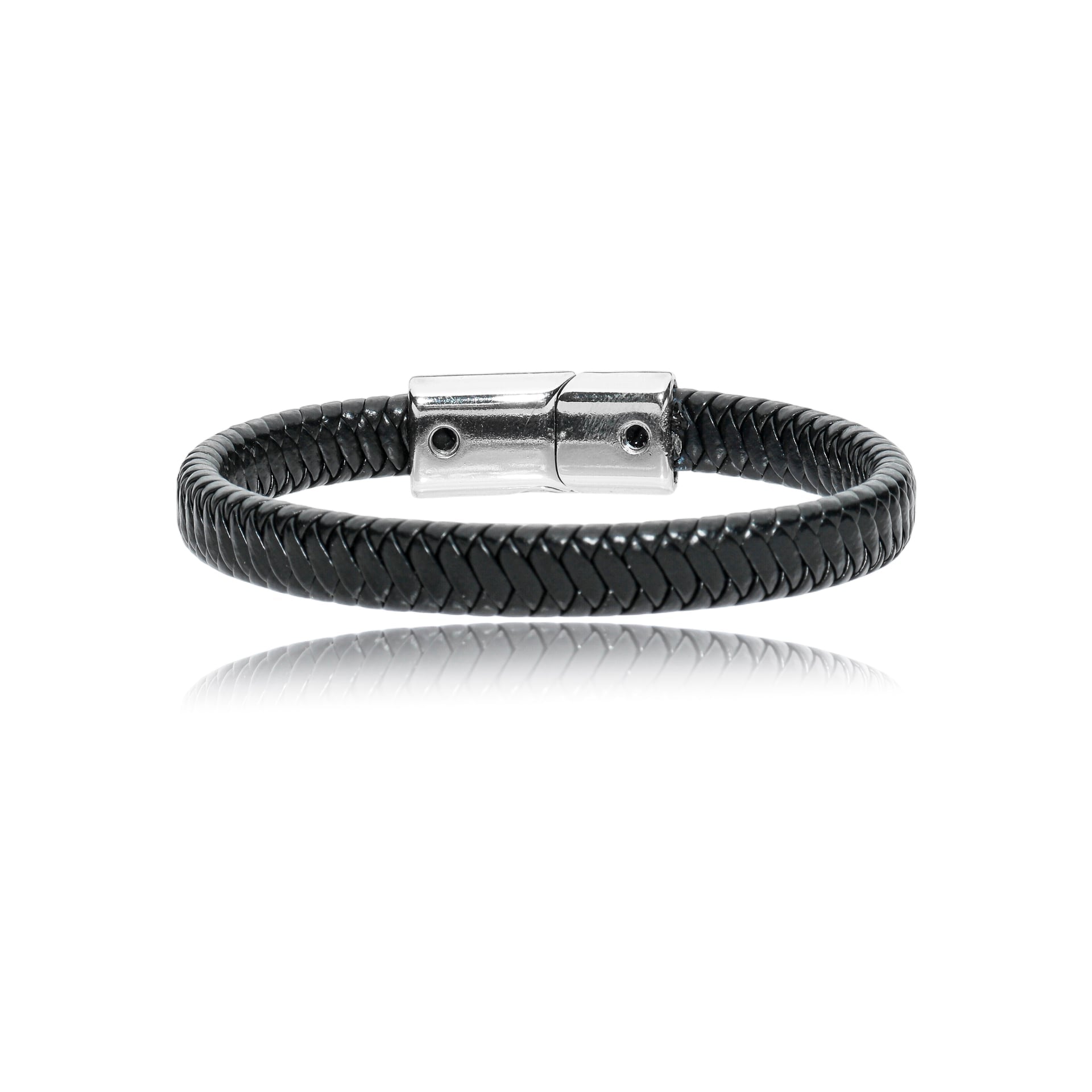 Pulseira Couro Trançado Preto