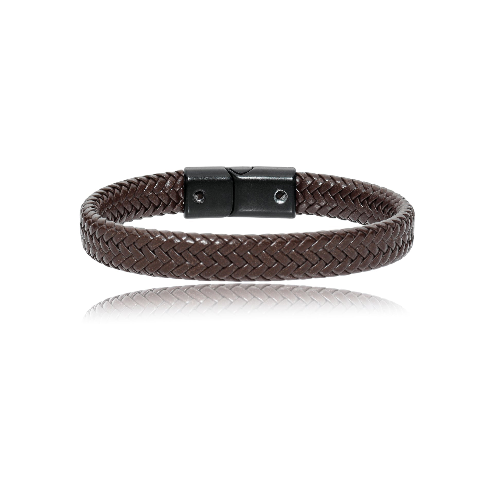 Pulseira Couro Trançado Marrom