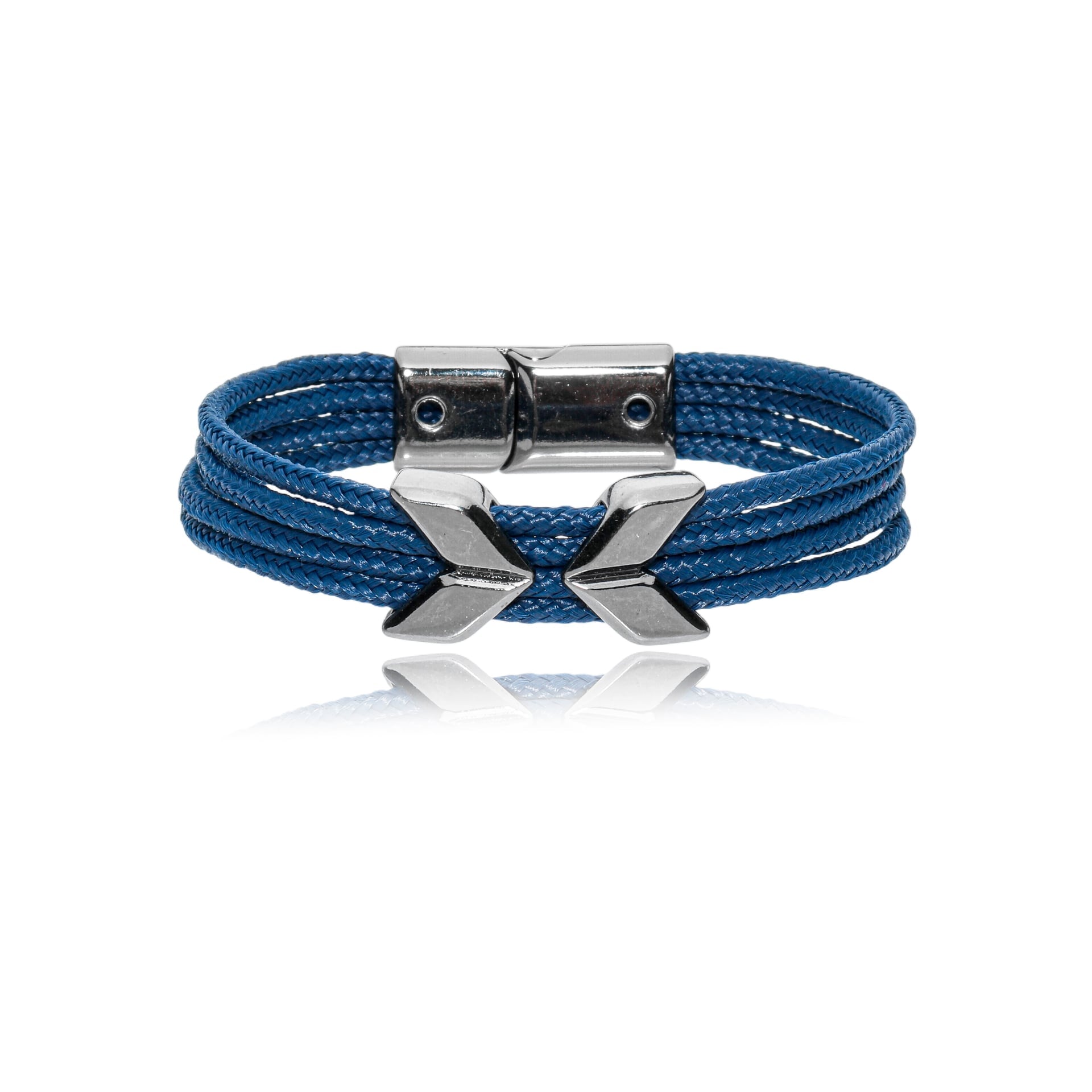 Pulseira Corda Náutica Azul com Detalhe X