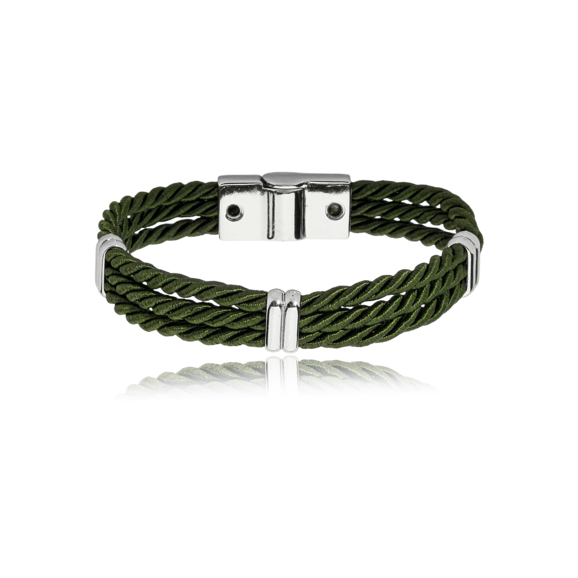 Pulseira Corda Náutica Verde com Tiras Triplas