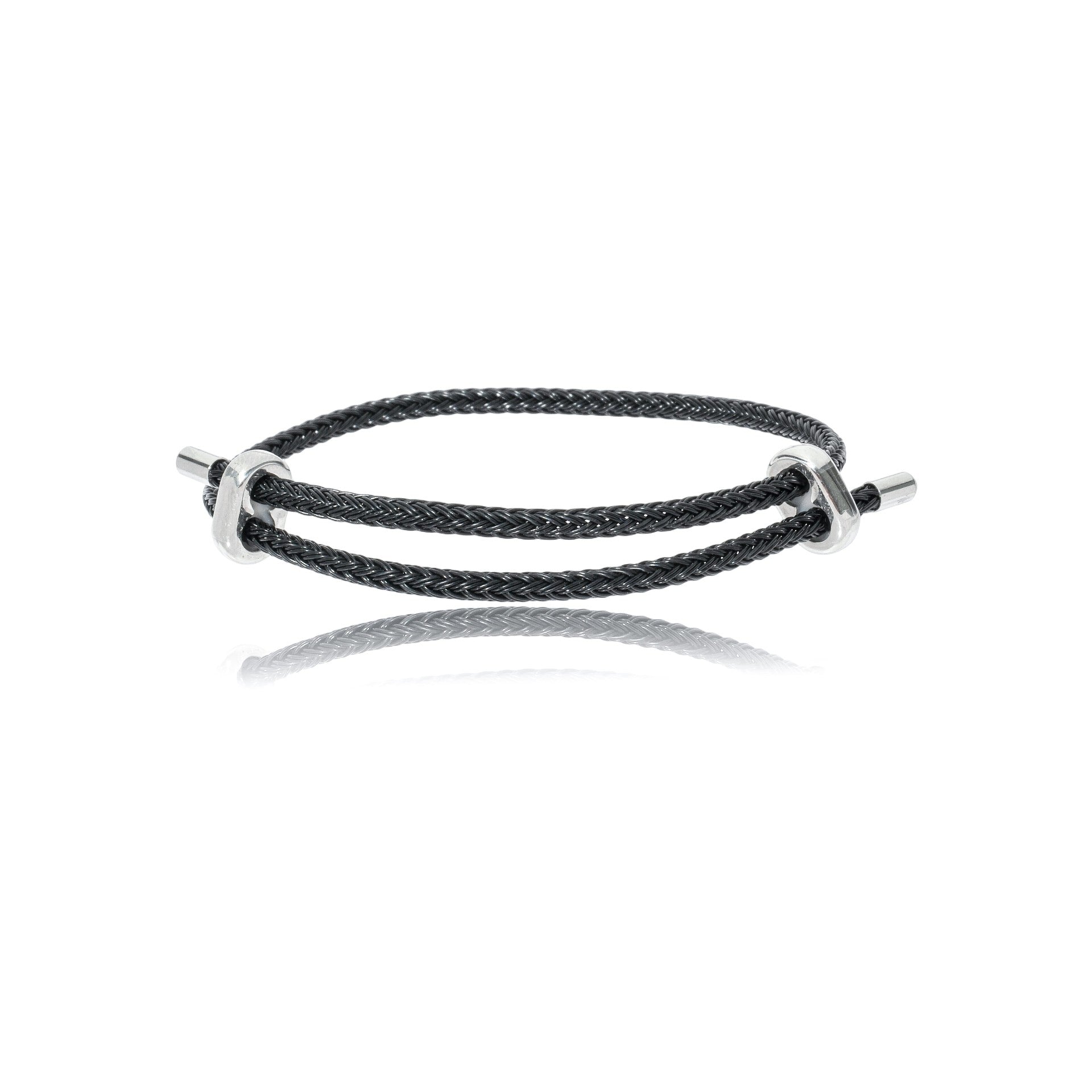Pulseira Cabo de Aço Preto Ajustável