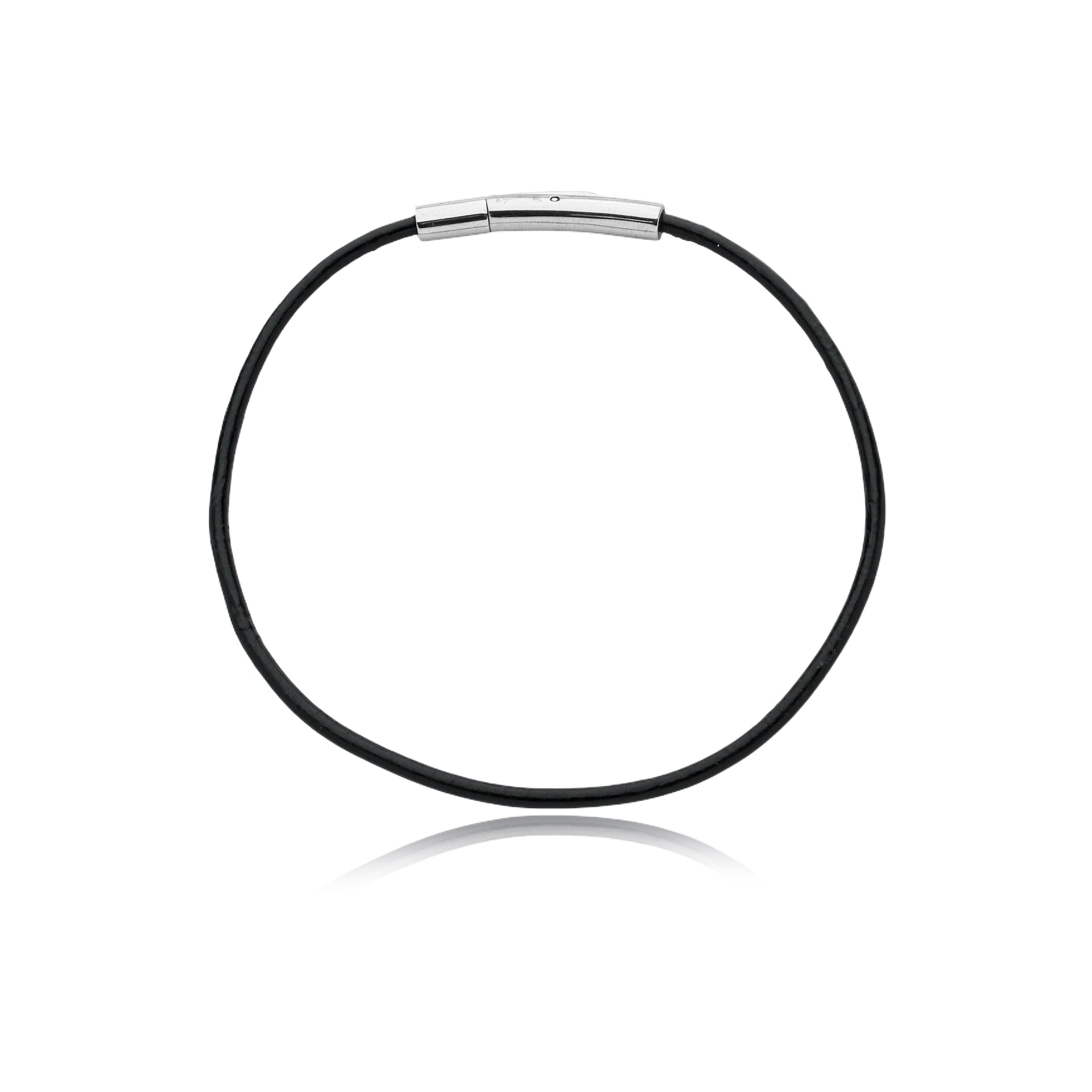 Pulseira Couro Preto Roliço