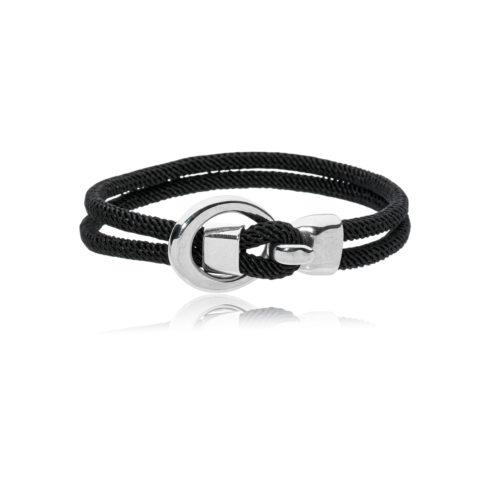 Pulseira Corda Náutica Preta com Fecho de Gancho