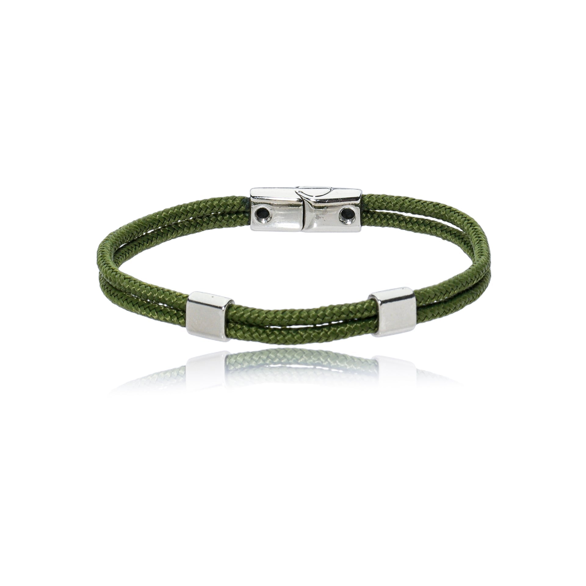 Pulseira Corda Náutica Verde com Tiras Duplas