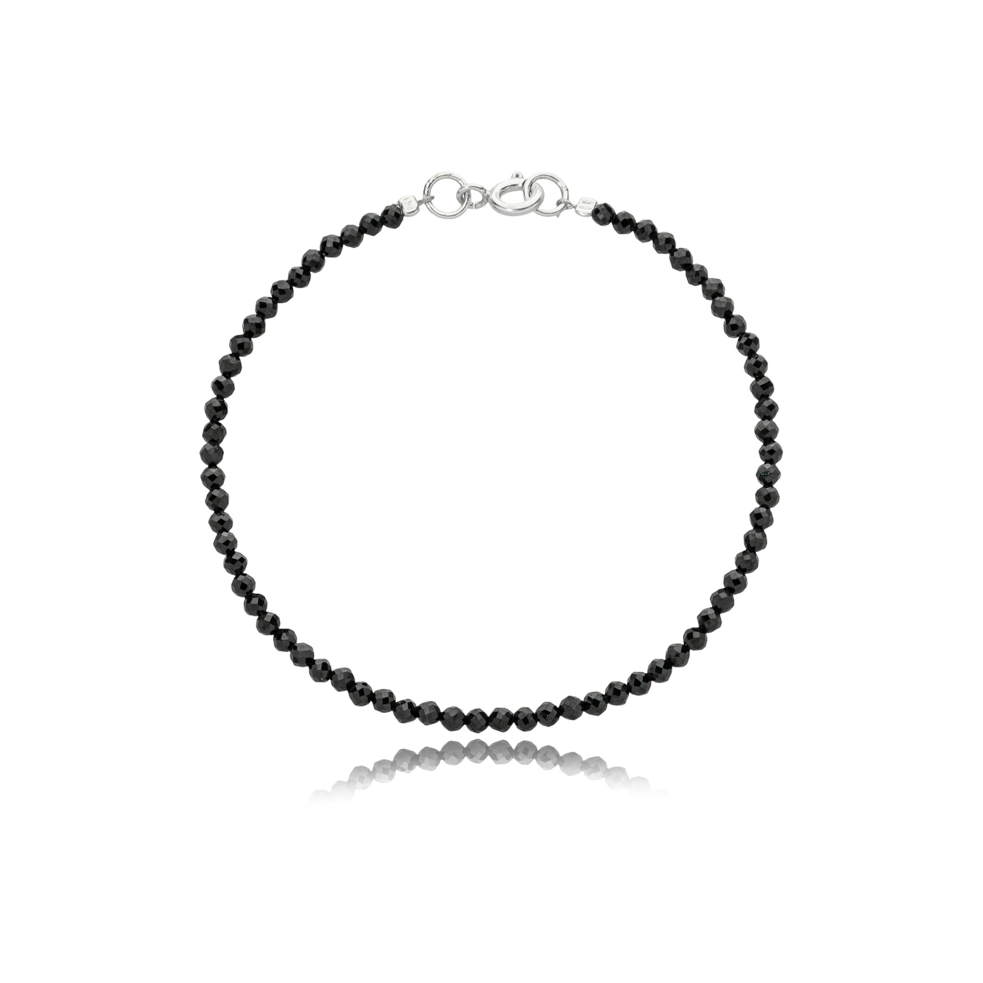 Pulseira Pedras Finas Ônix e Prata 925