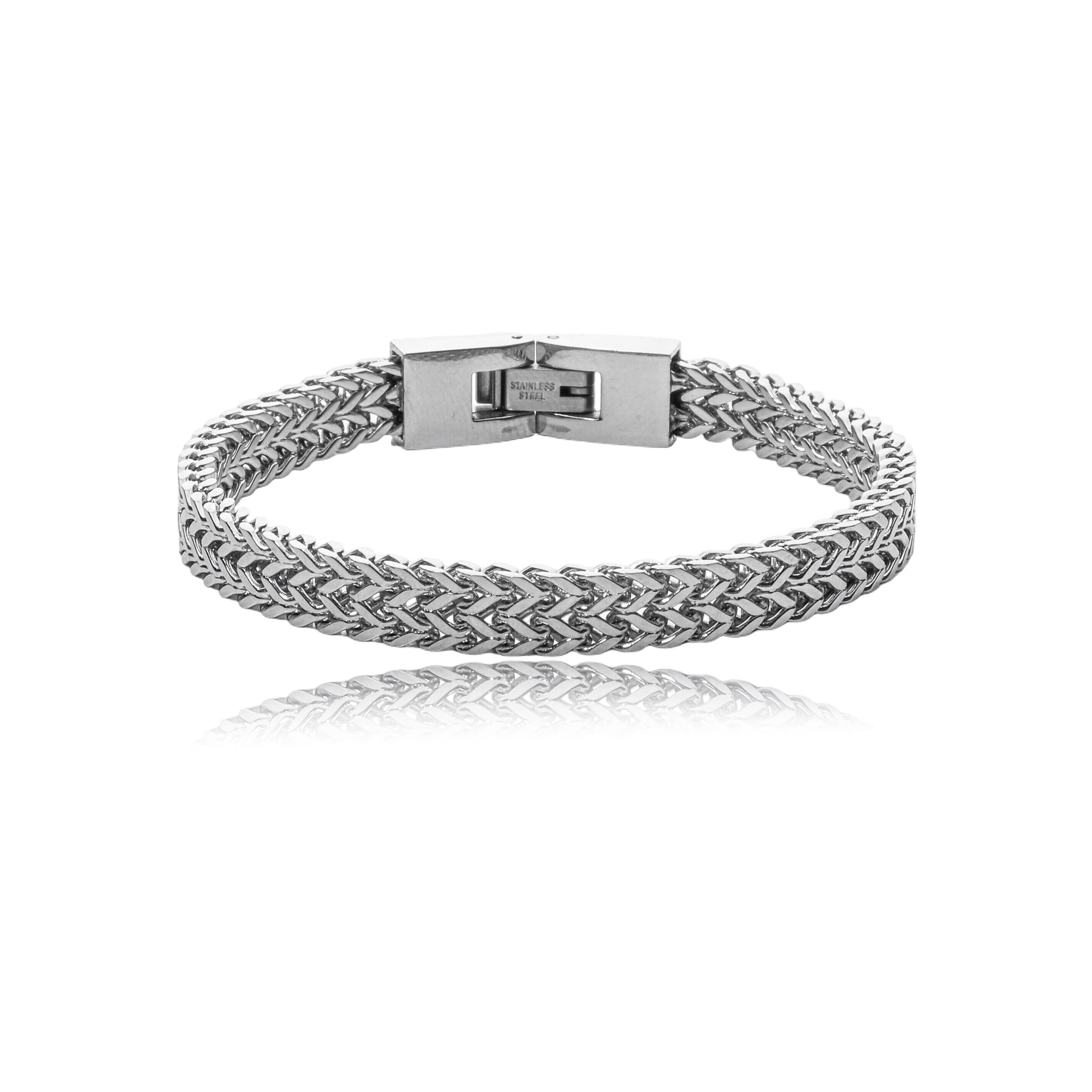 Pulseira Aço Dupla Malha Palmeira