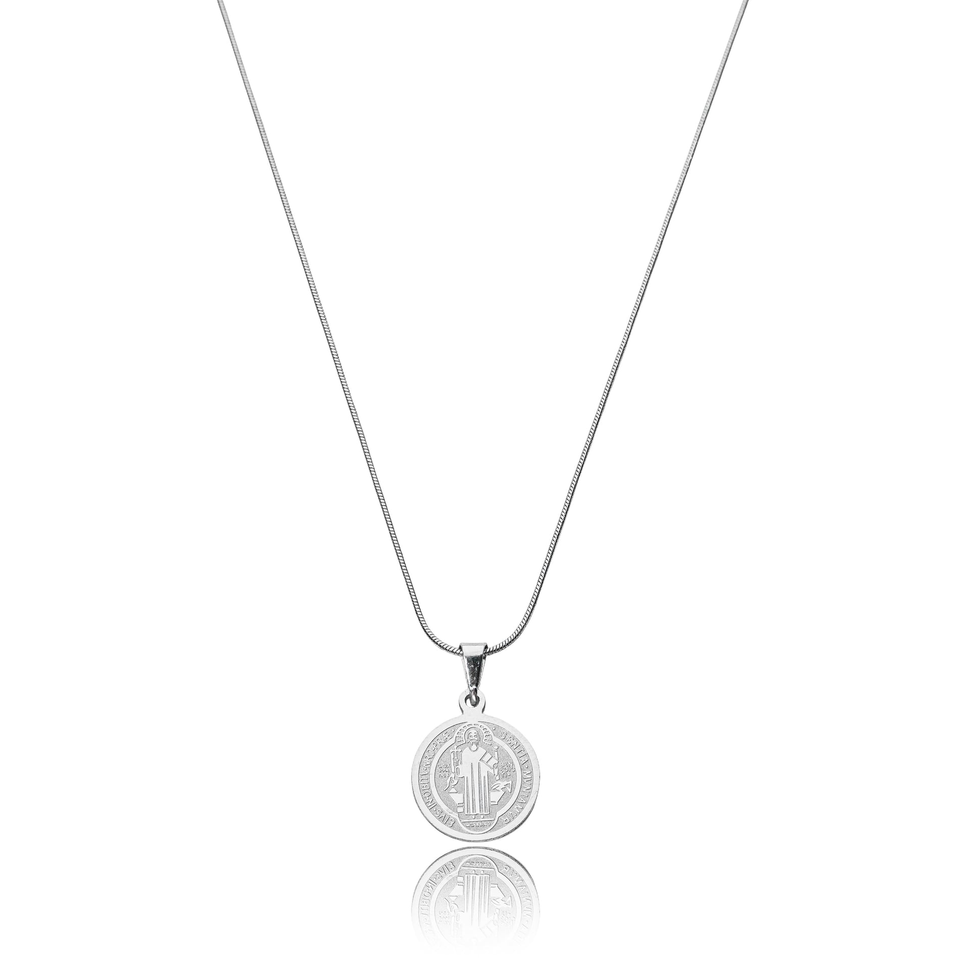 Colar de Aço Medalha de São Bento Polida
