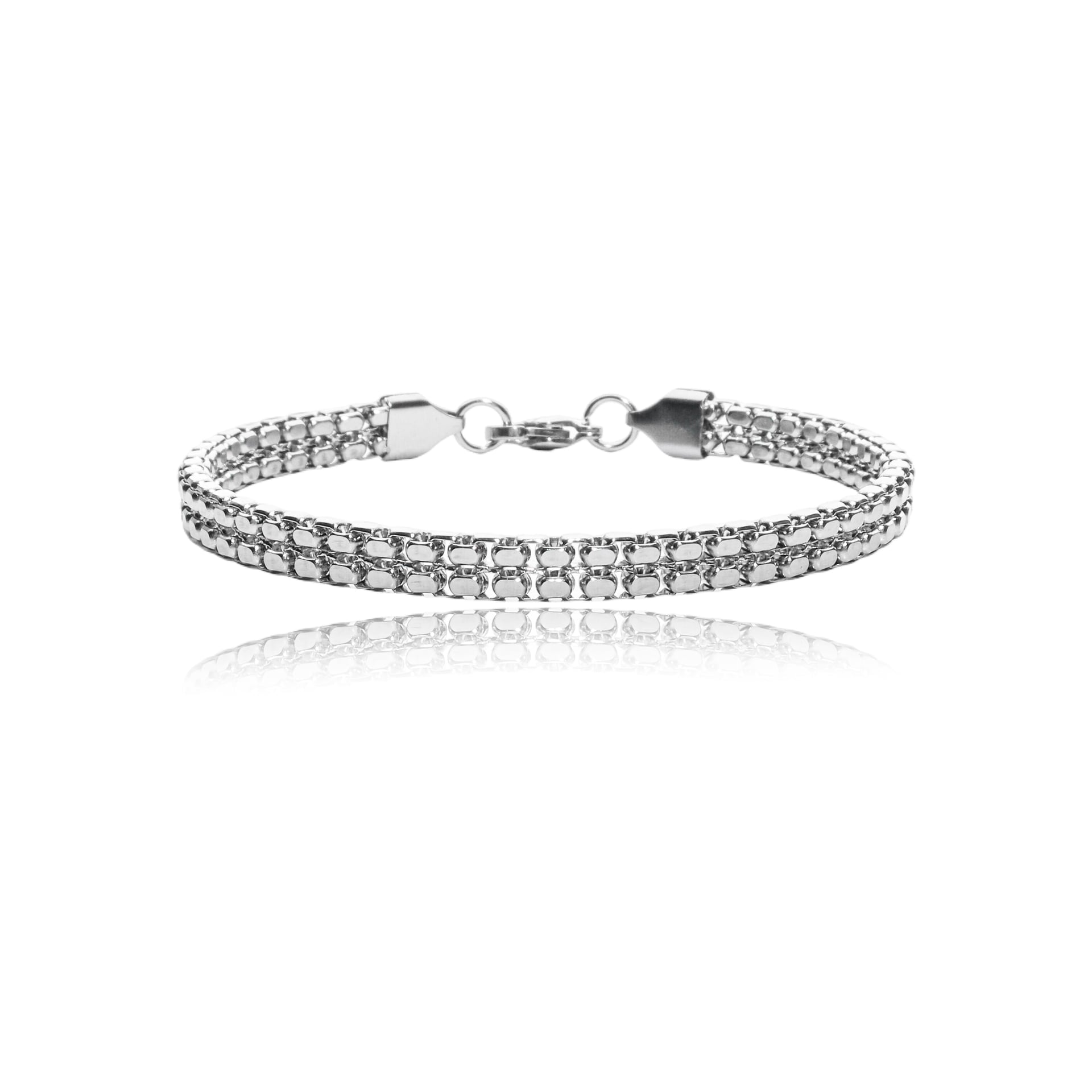 Pulseira Aço Malha Veneziana Dupla