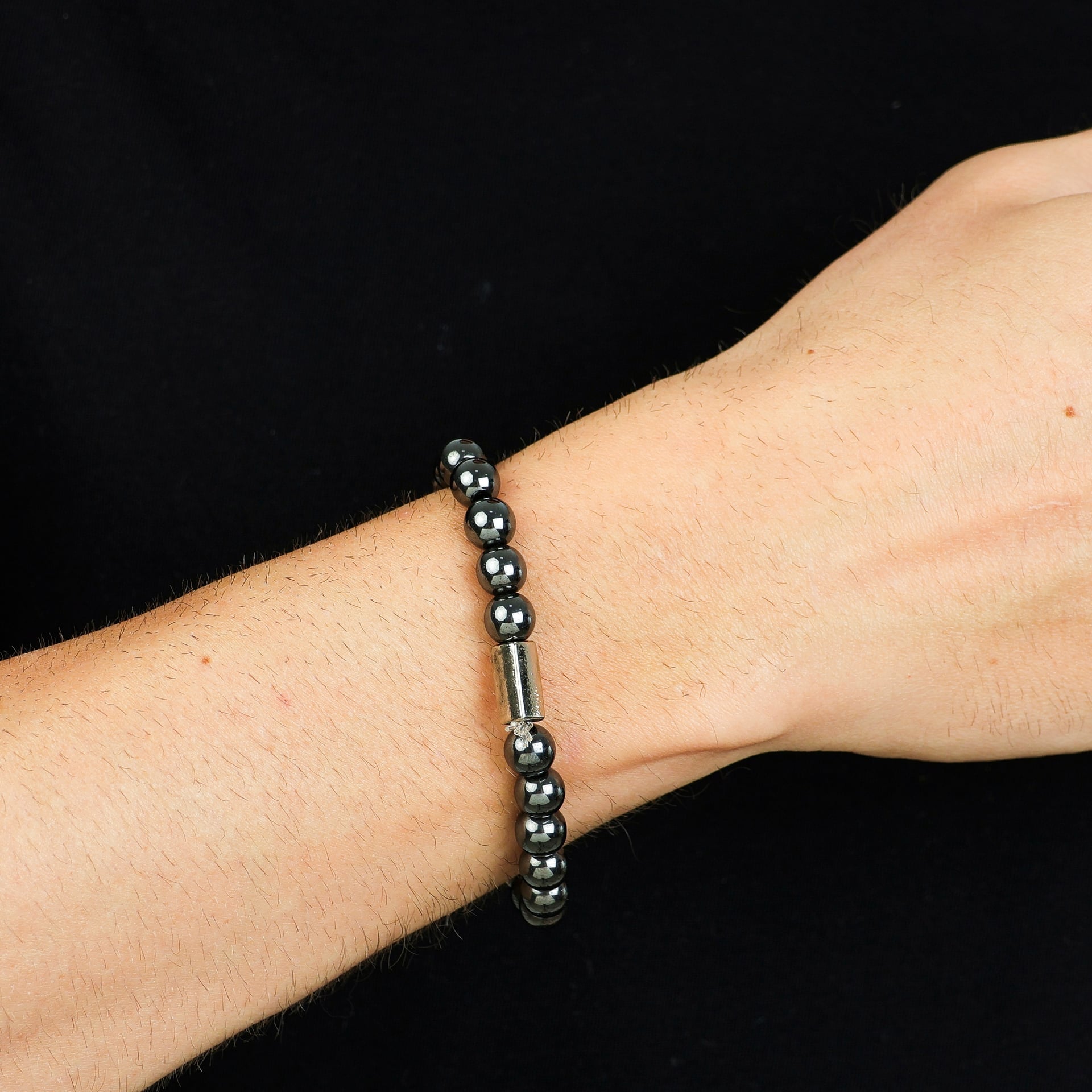 Pulseira Pedras Hematita Grafite