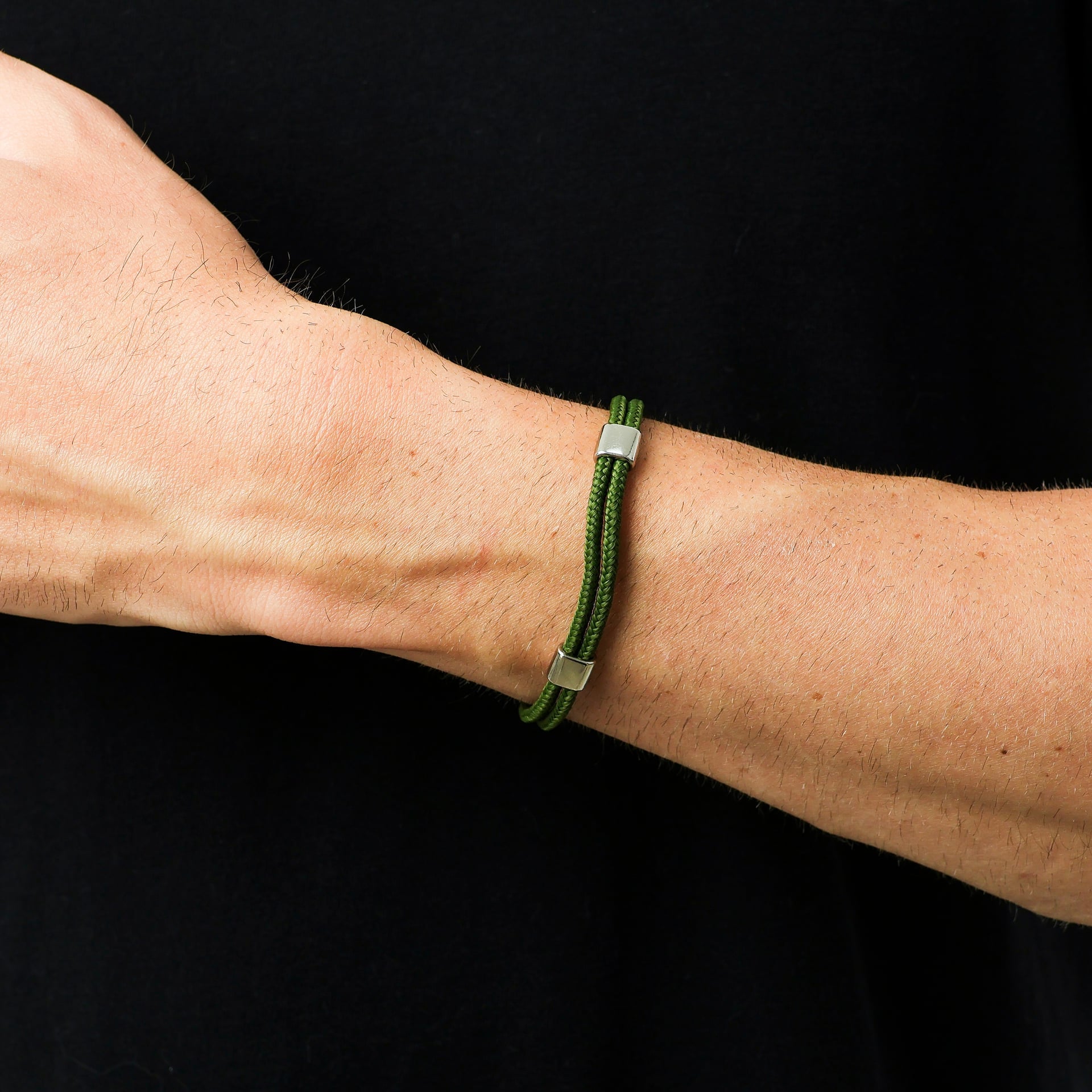 Pulseira Corda Náutica Verde com Tiras Duplas