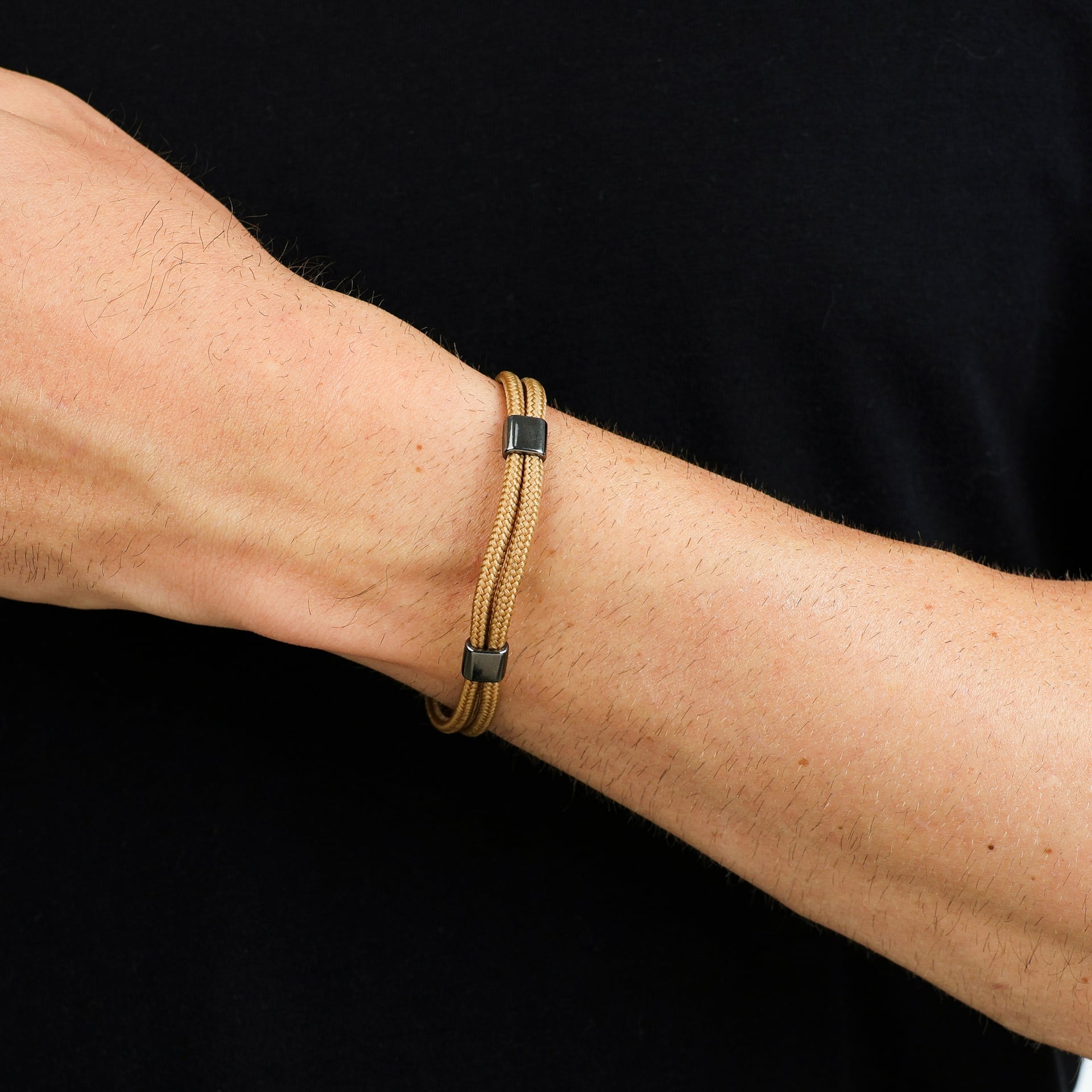 Pulseira Corda Náutica Bege com Tiras Duplas
