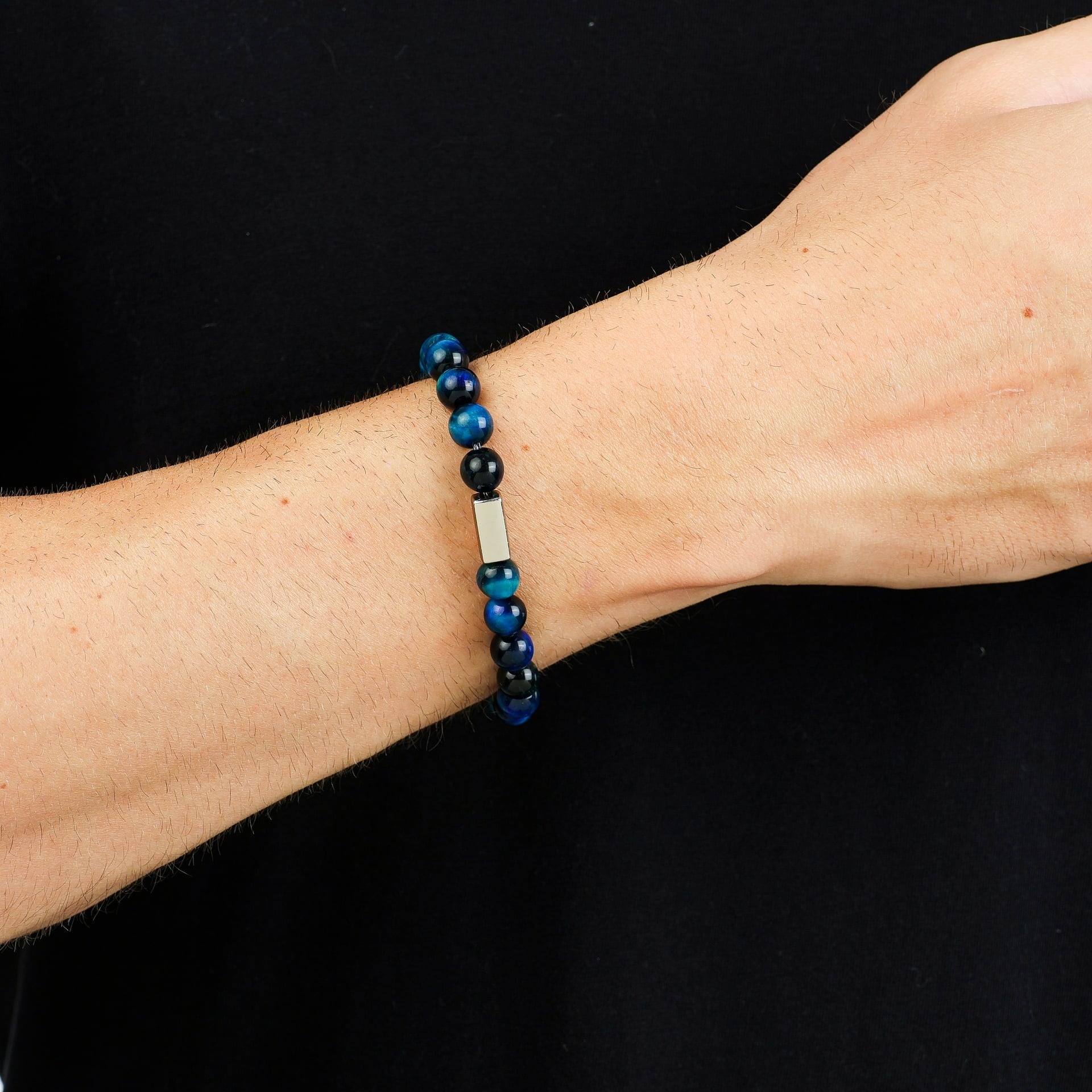 Pulseira Pedras Olho de Tigre Azul