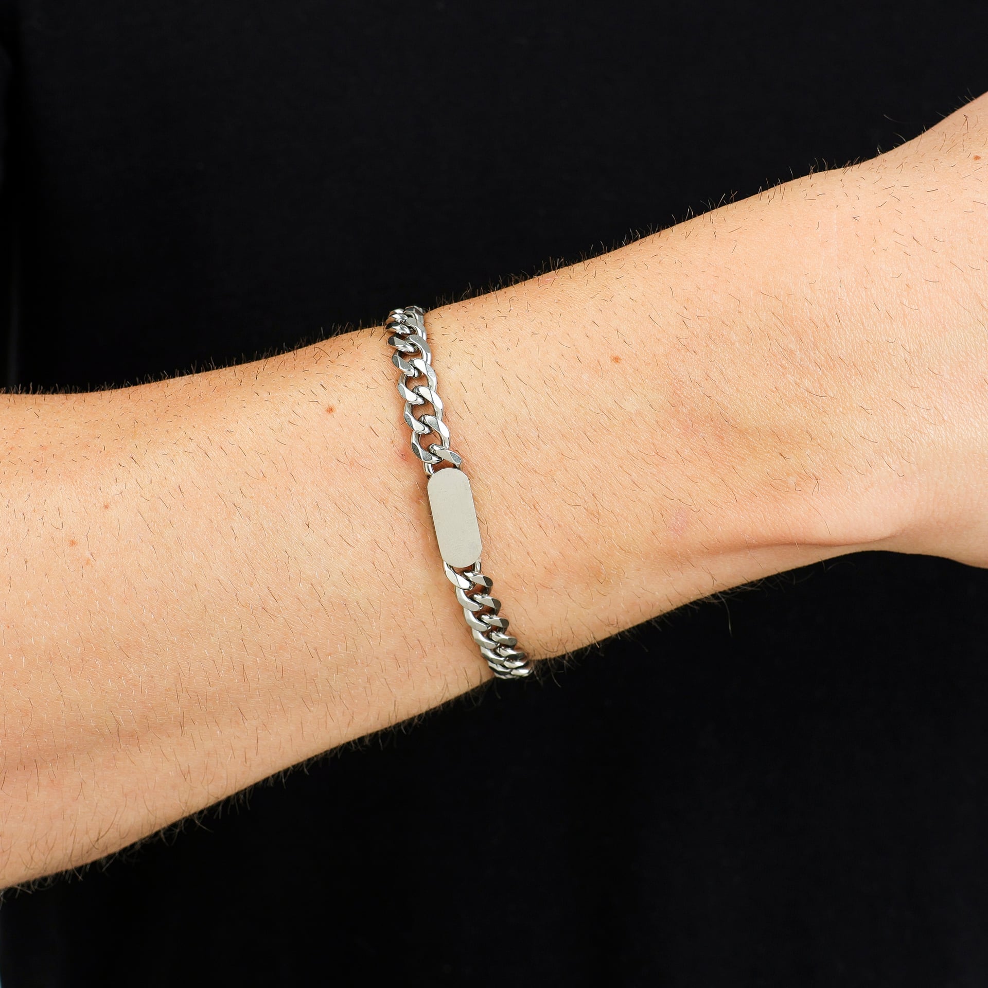 Pulseira Aço Grumet com Placa Central