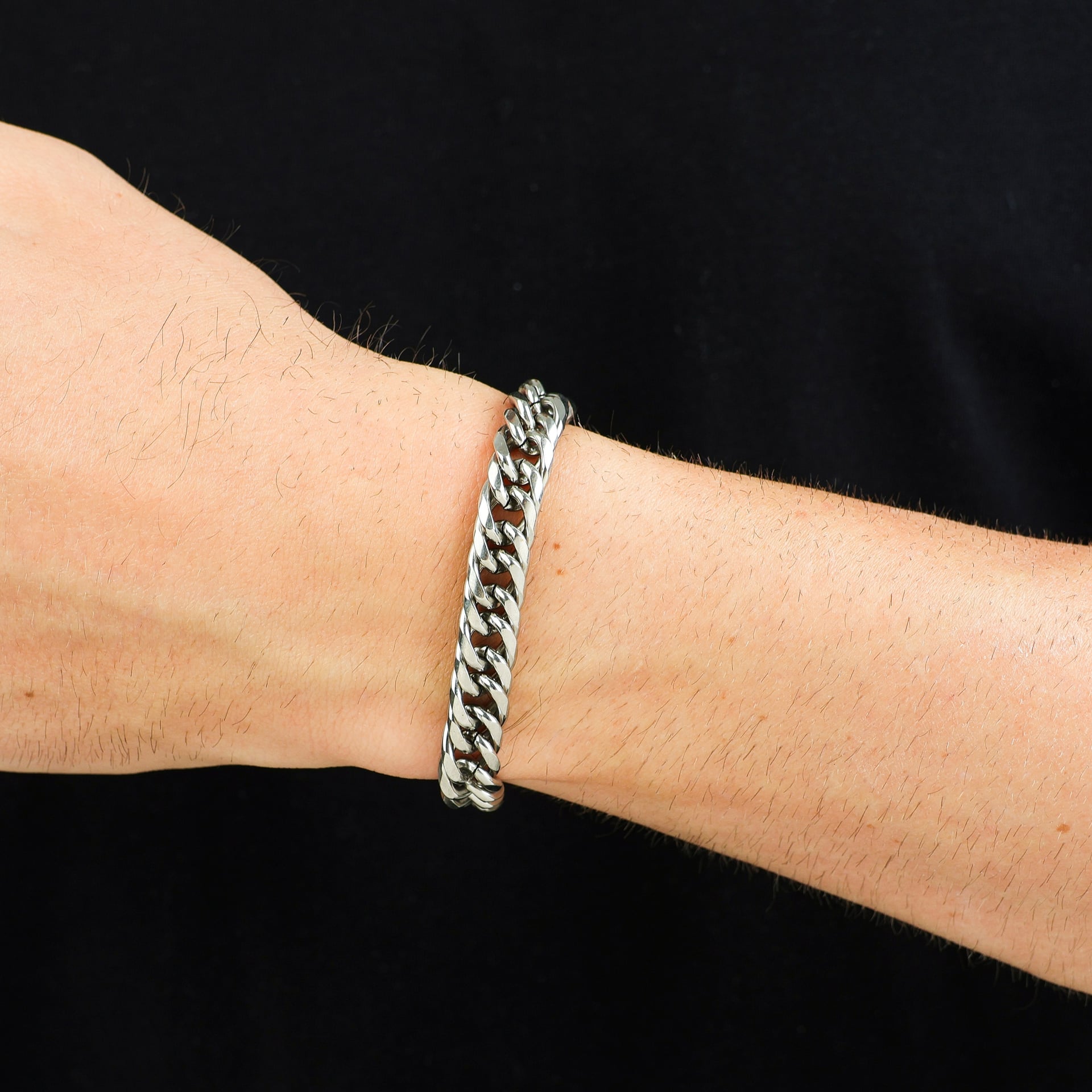 Pulseira Aço Malha Cubana