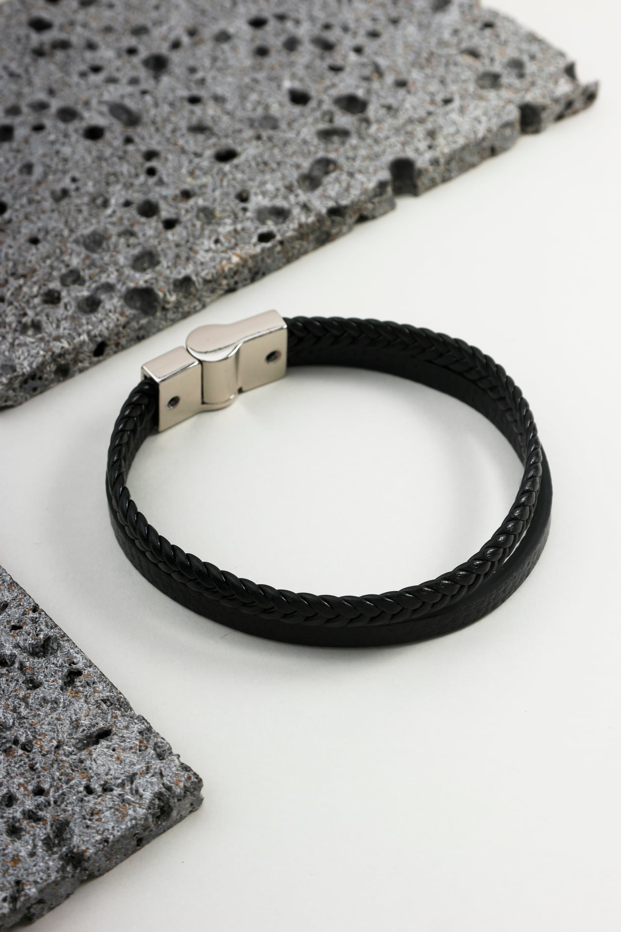 Pulseira Couro Marrom Dupla