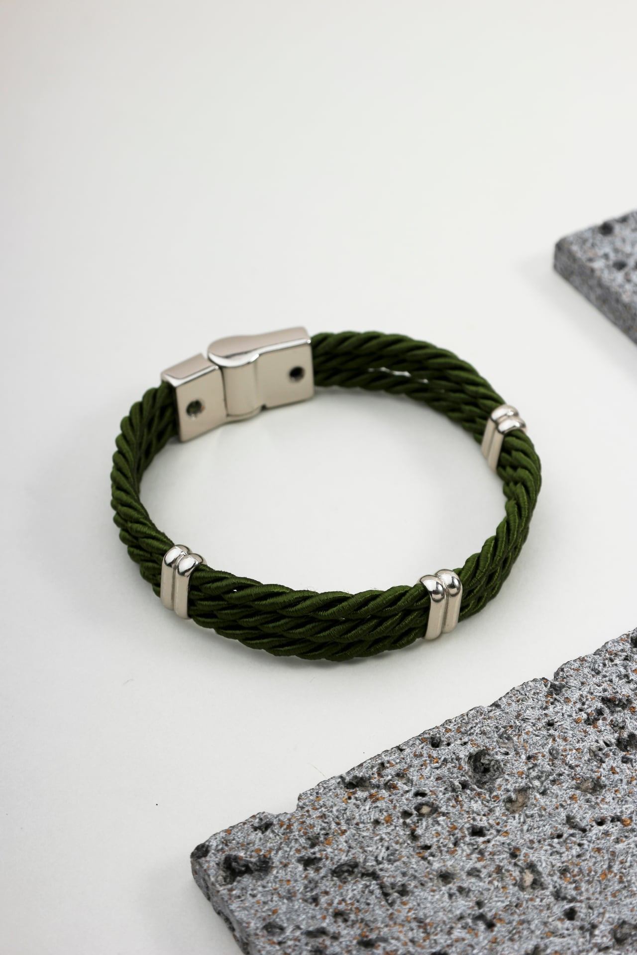 Pulseira Couro Preto Camada Dupla
